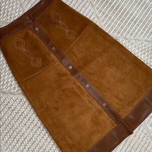 MOTHER Tan Suede A-Line Skirt western leather the sweepstakes 27 cinnamon spice